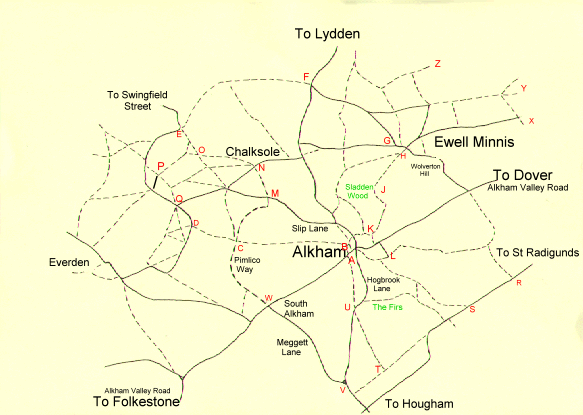 Footpaths for walks around Alkham